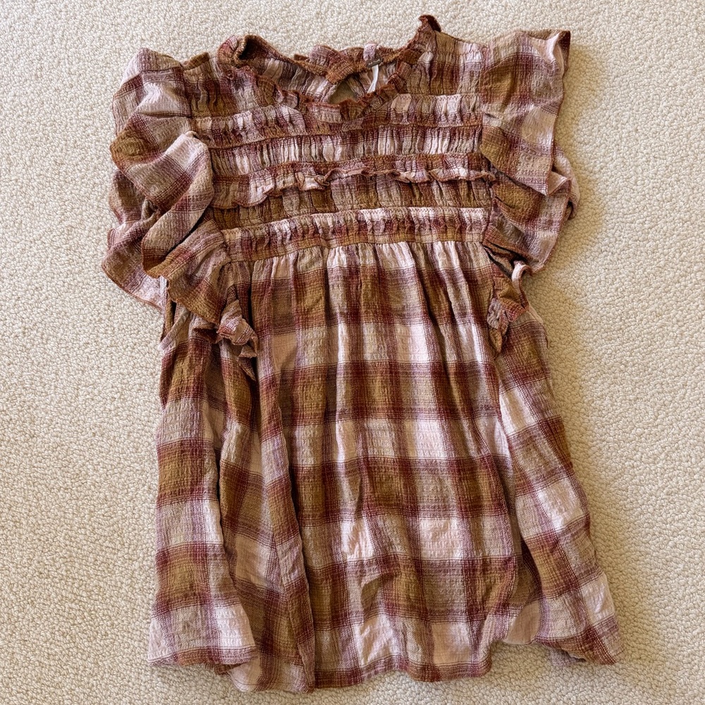 Free People Rust and Pink Textured Top